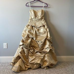 Alfred Angelo Champagne Strapless Prom Gown
